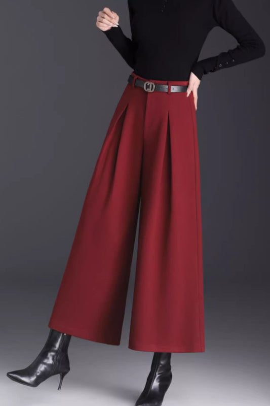 Loose fitting womens wool pants C4664