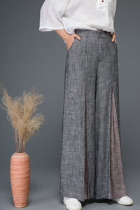 pleated linen womens wide leg pants C1152