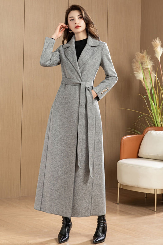 Womens Medium-length Grey coat C3769