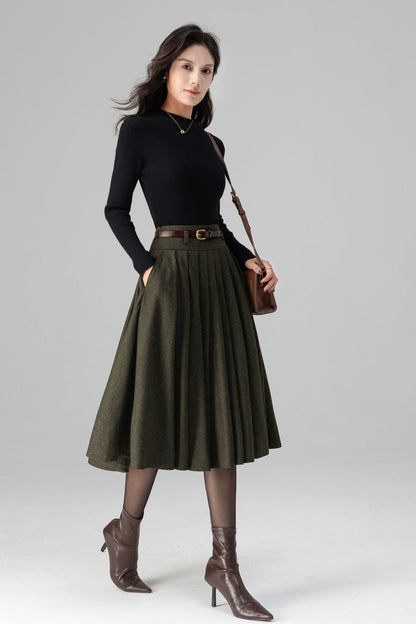 Vintage Inspired Circle Skater Wool Skirt C5199