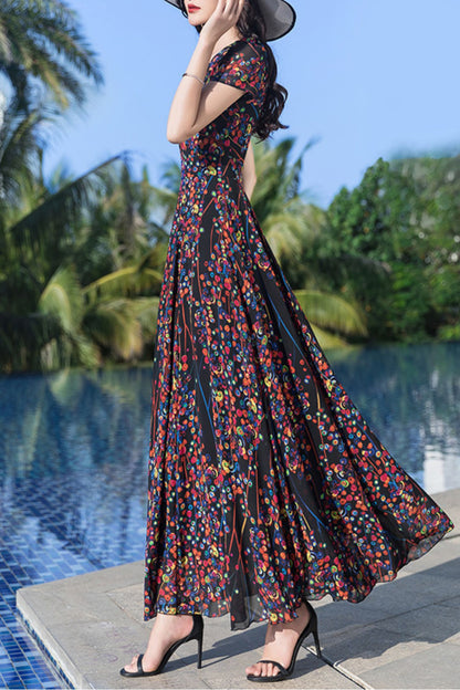 Chiffon flowy long dress C4048