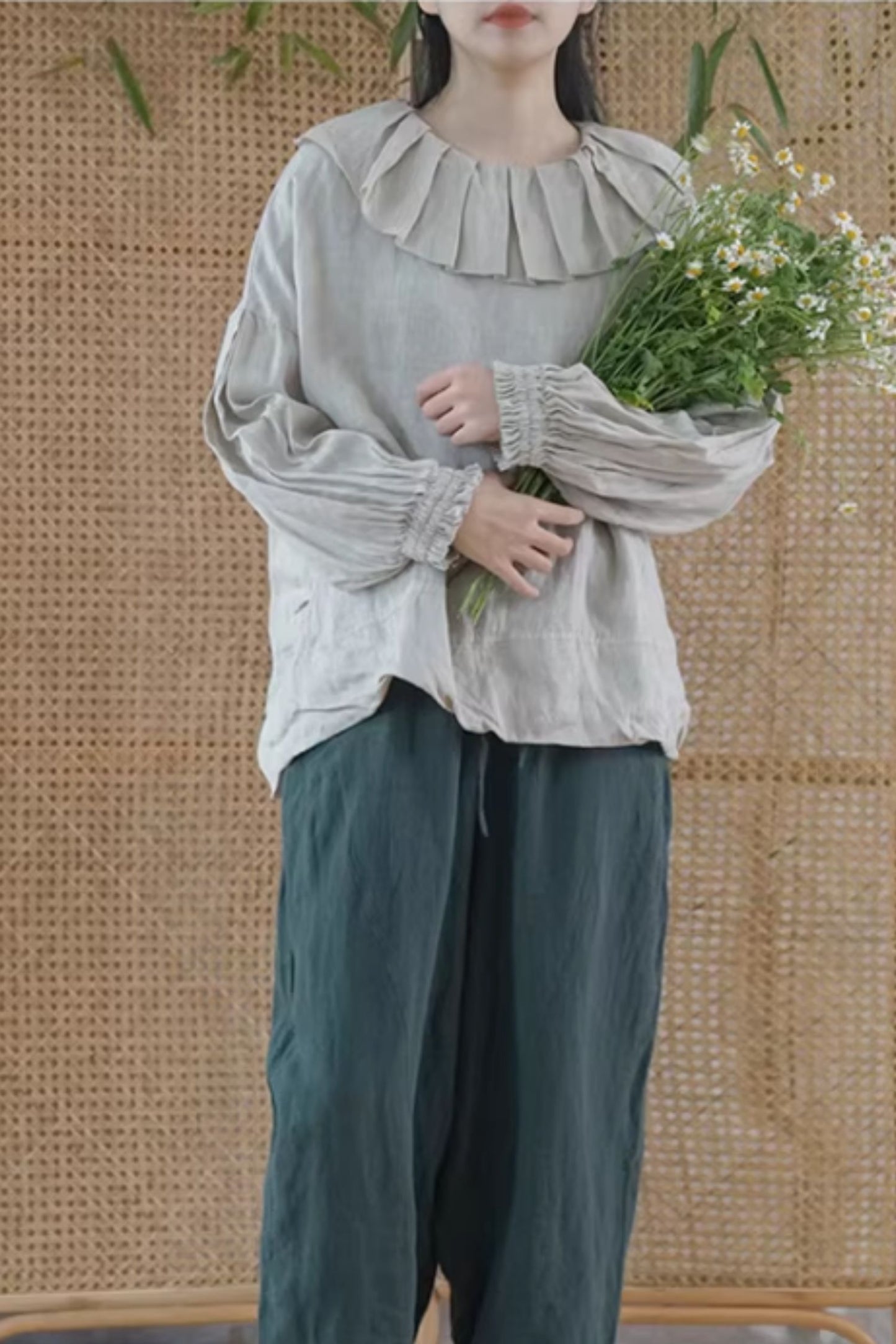 Spring casual linen blouse for women C5434