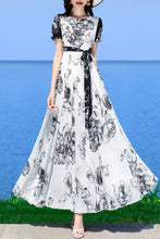 Load image into Gallery viewer, White women chiffon printing  dress C3979
