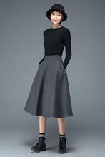 Load image into Gallery viewer, 50S A line midi wool skirt for women C1193
