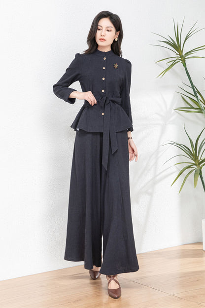 Versatile Cotton-Linen Jacket in Elegant Navy for Effortless Spring Style c4762