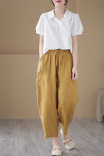 Load image into Gallery viewer, Loose fitting wide leg linen pants women C4440
