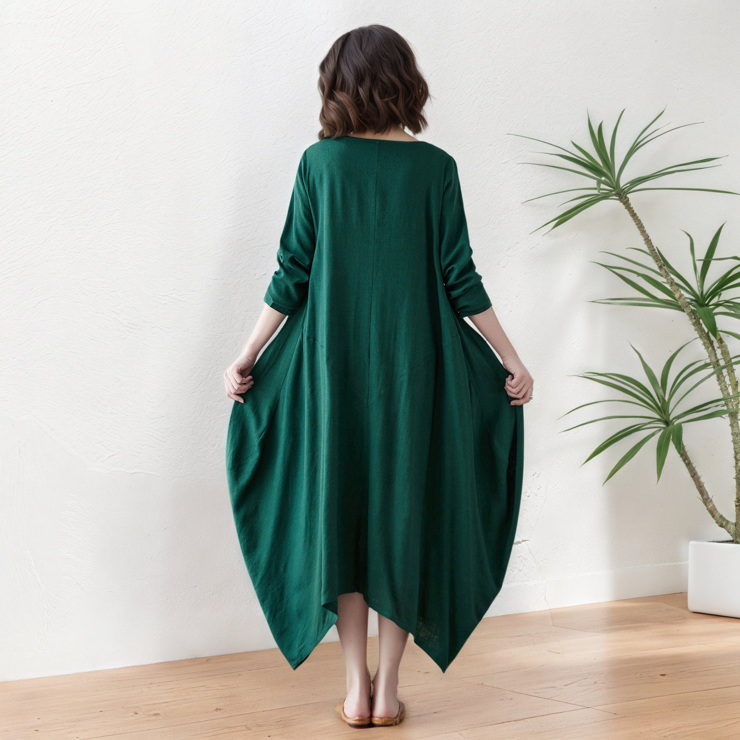 Plus Size Long Linen maxi Dres C5415