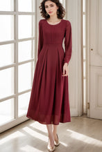 Load image into Gallery viewer, Spring and Summer Burgundy Dress C4301
