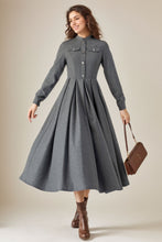 Load image into Gallery viewer, Autumn/winter Gray Wool Dress C4316
