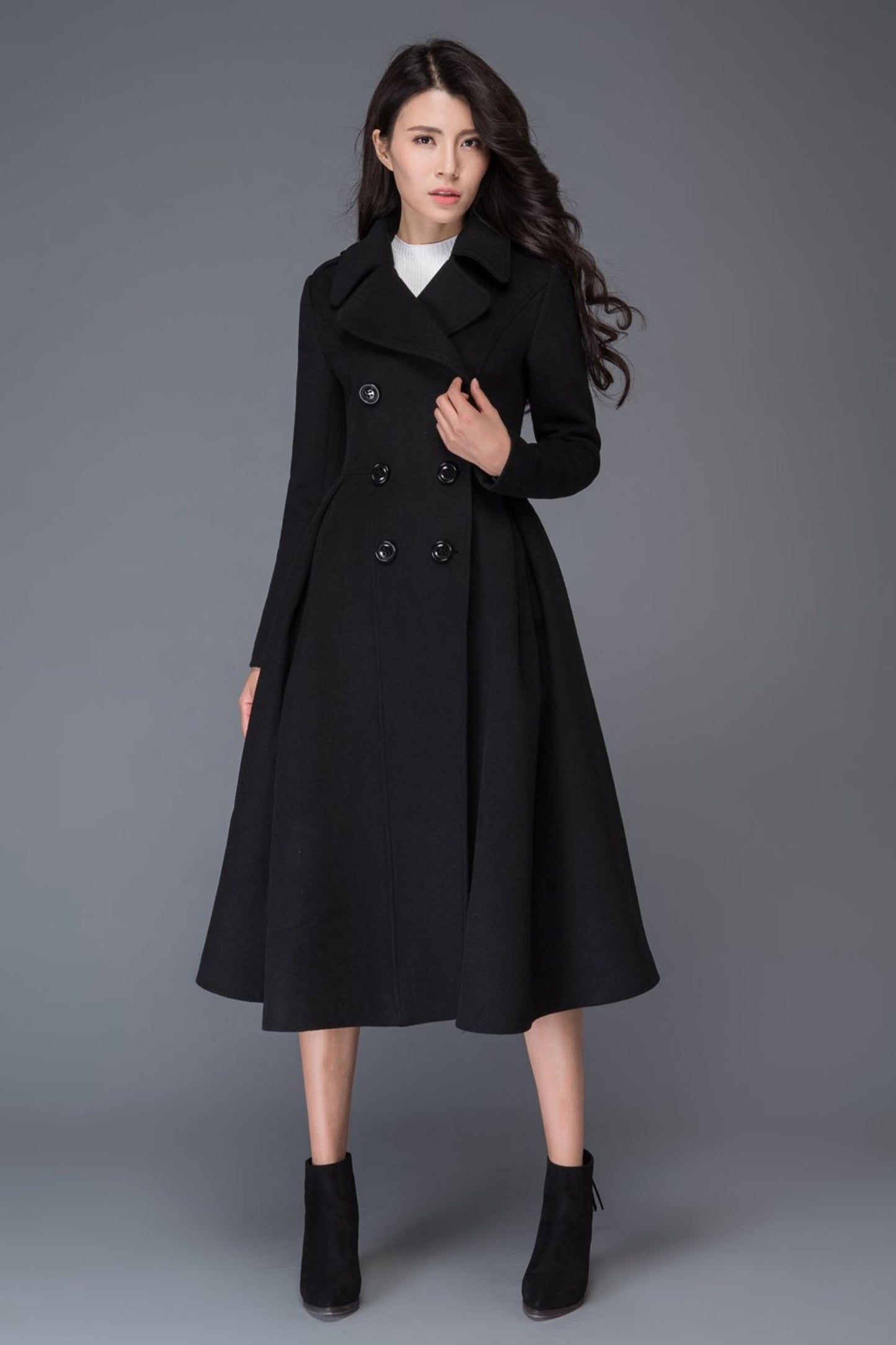 Double Breasted Maxi Wool Coat C1019