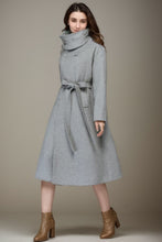 Load image into Gallery viewer, Midi wool gray trench belt coat C4274
