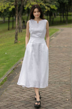 Load image into Gallery viewer, Sleeveless linen midi womens Dress C4013
