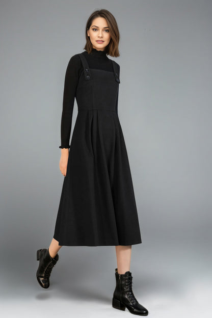 Blue  Sleeveles Midi Wool Pinafore dress C5131