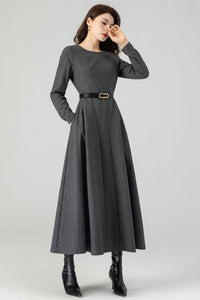 Winter Wool Gray Dress C3612