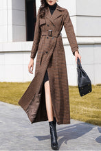 Load image into Gallery viewer, Women&#39;s Autumn and winter coffee plaid coat C4212
