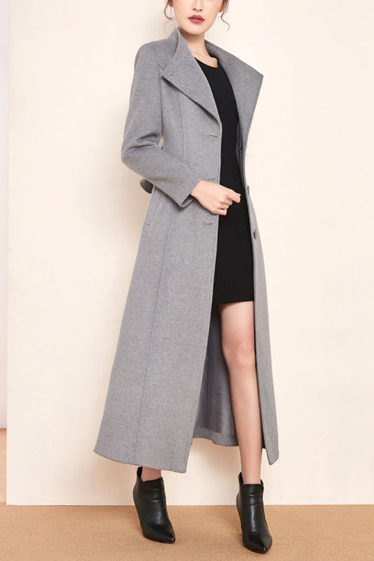 winter long stand-up collar wool coat C4148