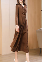 Load image into Gallery viewer, Brown spring and autumn V-neck long dress C4173
