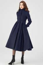Load image into Gallery viewer, Navy Blue Wool Coat Dress C3681
