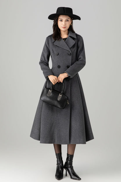 Double Breasted Maxi Wool Coat C5268