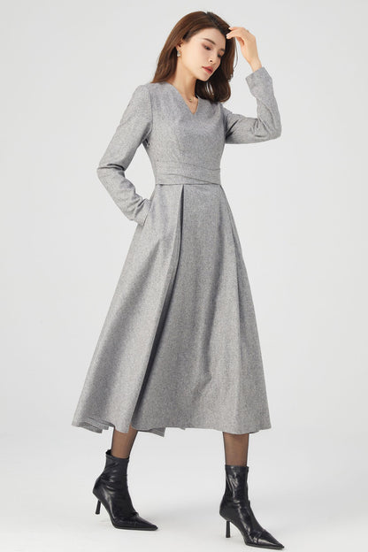 Winter Grey Wool Dress C3679