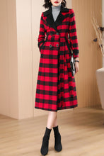 Load image into Gallery viewer, Women&#39;s Autumn and winter red plaid wool coat C4210
