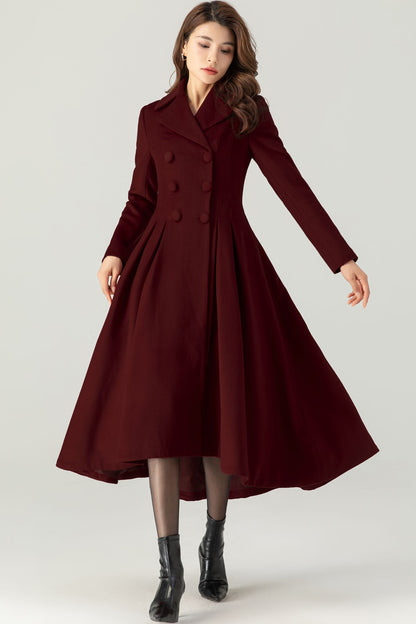 Womens Princess Burgundy Wool Coat C4521