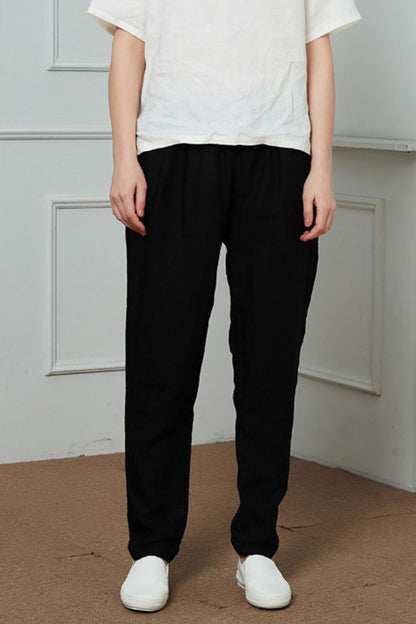 Linen narrow-leg regular length pants C1466