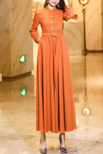 Load image into Gallery viewer, Orange spring and autumn waisted long dress C4176
