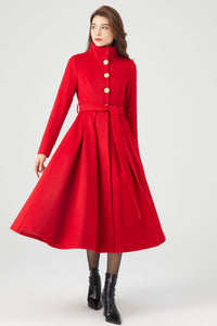 Winter  Princess Red Wool Coat C3677