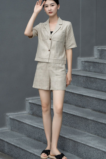 Natural Urban linen shorts women c4842