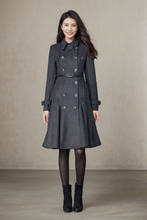 Load image into Gallery viewer, Double Breasted Wool Trench Coat C1028
