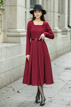 Load image into Gallery viewer, Red classic winter wool dress women C4500
