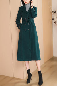 Women's Autumn and winter green plaid coat C4217