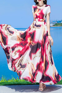 summer new chiffon printing dress C4019