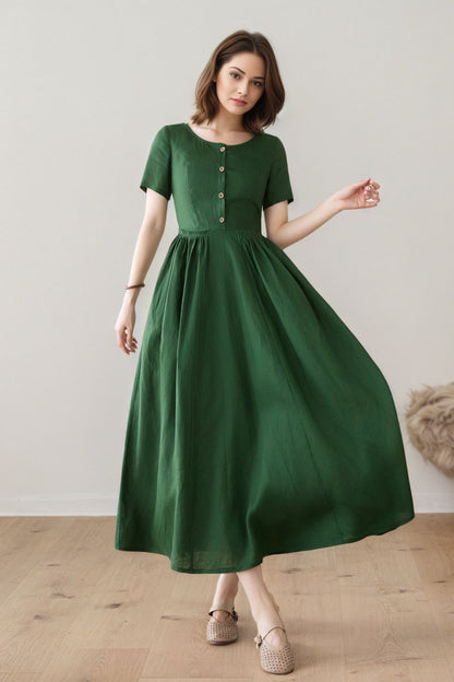 Women's Summer Swing Linen Dress C5413