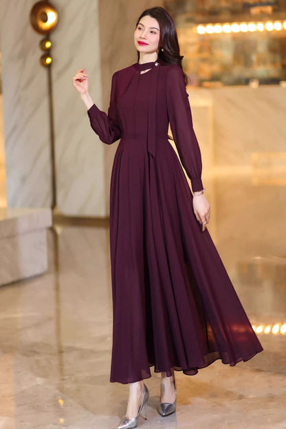 Long sleeves prom chiffon dress C4918