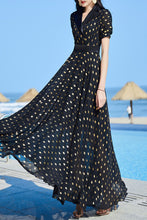 Load image into Gallery viewer, Black chiffon summer dress C4096
