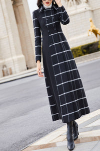 Women's Autumn and winter plaid wool coat C4257