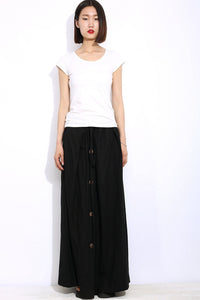 Button down Linen Maxi Skirt C336