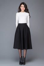 Load image into Gallery viewer, A line black winter womens wool skirt C1008
