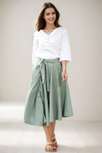 Load image into Gallery viewer, Long Linen Skirt in green C288
