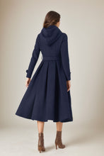 Load image into Gallery viewer, Navy Blue Long winter Wool Coat C4324
