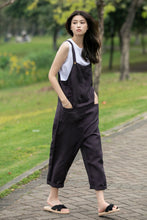 Load image into Gallery viewer, Women Linen Casual dark grey Jumpsuit C4018
