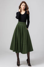 Load image into Gallery viewer, Midi swing winter wool skirt women C4332
