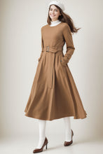 Load image into Gallery viewer, Midi Wool Belted Fit and Flare Dress C4272
