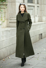 Load image into Gallery viewer, Military green a line wool coat C4504
