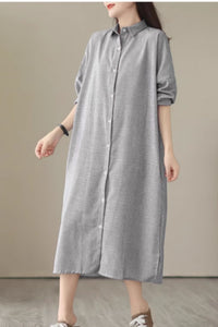 Loose fitting striple long shirt dress C4427