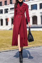 Load image into Gallery viewer, women&#39;s burgundy winter wool coat C4207
