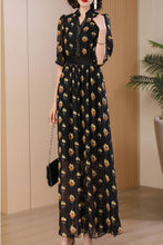 Load image into Gallery viewer, black printed long dress C4091
