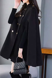 double breasted gentle loose cape coat C3655